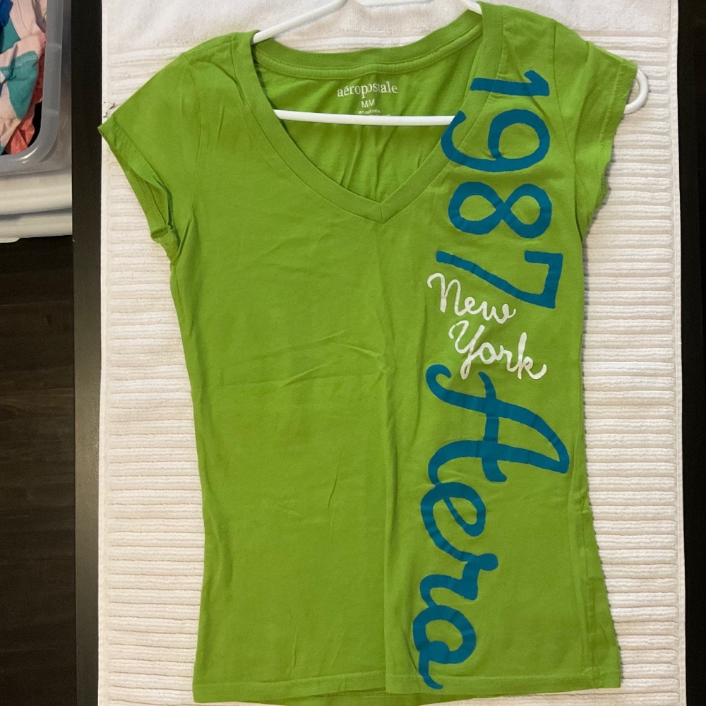 Aeropostale Neon Green V neck t-shirt